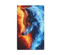 Tête de loup blanche et bleue - Plaque murale blanche et bleue - Plaque murale vierge - 1 gang - Pour cuisine, salle de bain - Dimensions : 11,4 x 7 cm