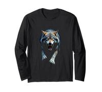 Tête de Loup en colère Rugissant Animal Sauvage forêt Art Manche Longue