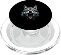 Tête de Loup en colère Rugissant Animal Sauvage forêt Art PopSockets PopGrip pour MagSafe