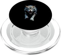 Tête de Loup en colère Rugissant Animal Sauvage forêt Art PopSockets PopGrip pour MagSafe