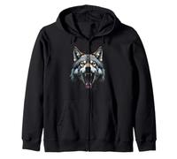 Tête de Loup en colère Rugissant Animal Sauvage forêt Art Sweat à Capuche
