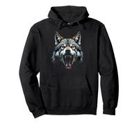 Tête de Loup en colère Rugissant Animal Sauvage forêt Art Sweat à Capuche