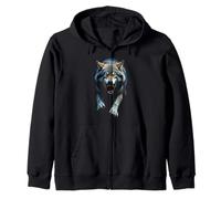 Tête de Loup en colère Rugissant Animal Sauvage forêt Art Sweat à Capuche