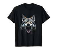 Tête de Loup en colère Rugissant Animal Sauvage forêt Art T-Shirt
