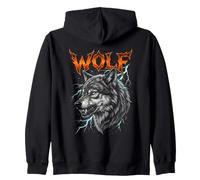 Tête de Loup Fier avec Art de Foudre Sauvage Sweat à Capuche