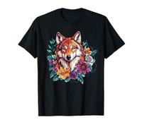 Tête de Loup Florale bohème et Esprit Mystique de la forêt T-Shirt