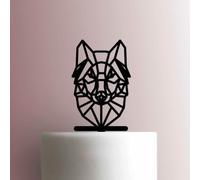 Tête de loup géométrique - Décoration de gâteau en acrylique 12,7 cm de large/rouge