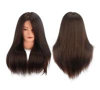 Tête de mannequin 100 % cheveux humains naturels Marron 45,7 cm