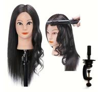 Tête de mannequin 100% cheveux réels pour la formation et la pratique du coiffeur, parfaite pour un usage professionnel JE-H181