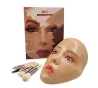 Tête de mannequin 3D en silicone réutilisable avec pinceaux de maquillage, pour artistes émergents et filles