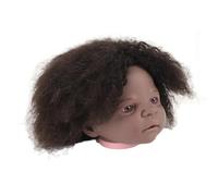 Tête de Mannequin Africaine Dioche à Peau Foncée, Tête de Mannequin Afro Bouclée, Cheveux Humains, Peau Noire, Poupée en Résine, Tête de Mannequin de Cosmétologie