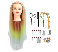 Tête de mannequin avec perruque, avec dégradé jaune orange, tête d'entraînement au coiffure pour la pratique du tressage, comprend des épingles à cheveux, pour salon, académie de