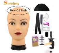 Tête De Mannequin Chauve Avec Trépied Réglable Pour Affichage De Chapeau,Tête D'entraînement Avec Support De Tête De Perruque,Kit D'installation Pour Perruques Exécutives - Type Head 6 With Stand