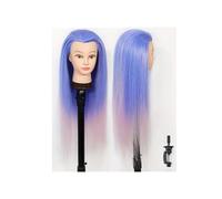 Tête de mannequin colorée de 71 cm (28 pouces) for la formation à la coiffure, le tressage et la cosmétologie (fixation par pince).(Purple Pink)