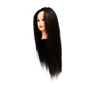 Tête de Mannequin D’entraînement pour Coiffure, Cheveux Synthétiques Noirs