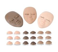 Tête de mannequin de cils avec 3 paires de paupières amovibles, kit de pratique d'extensions de cils avec paupière remplaçable, mannequin de cils léger pour débutants et