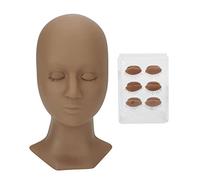 Tête de mannequin de formation pour extensions de cils, paupières amovibles en silicone souple, tête de pratique réaliste pour débutants, salons de beauté et établissements de (Paupière unique