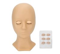 Tête de Mannequin de Pratique D'extension de Cils Tête D'entraînement de Maquillage en Silicone avec 4 Paires D'yeux Remplaçables pour la Pratique de L'extension de Cils(02)