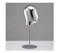 Tête de Mannequin de vitrine, tête de Mannequin Femme, Chapeau, Lunettes, écharpe, tête de Mannequin d'affichage, Support réglable/circonférence de la tête 53 cm (Base Ronde argentée)