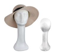 Tête de mannequin en mousse pour perruques, modèle de tête en mousse femelle à col long 17, 7 pour l'affichage perruque/chapeau/lunettes..