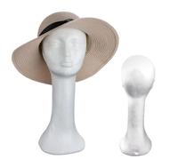 Tête de mannequin en mousse pour perruques, modèle de tête en mousse féminine à col long 17, 7 pouces pour affichage perruque/chapeau/lunettes...