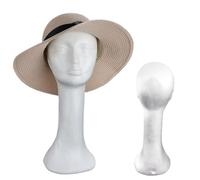 Tête de mannequin en mousse pour perruques, modèle de tête en mousse féminine à col long 17, 7 pouces pour affichage perruque/chapeau/lunettes...