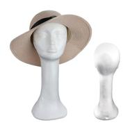 Tête de mannequin en mousse pour perruques, modèle de tête en mousse féminine à col long 17, 7 pouces pour affichage perruque/chapeau/lunettes...