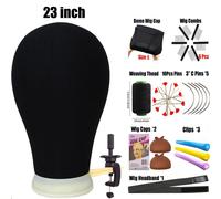 Tête De Mannequin En Toile,Bloc De Support De Perruque Et Bonnets De Perruque,Broches En T,Avec Support De Trépied Réglable Pour La Fabrication De Perruques - Type 23in Head And Clamp #B