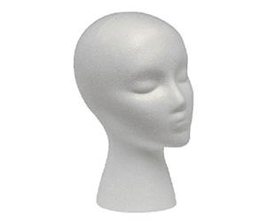 Tête de mannequin féminine modèle perruque chapeau stand œuvre d'art peinture nouveauté mousse (blanc, taille unique)