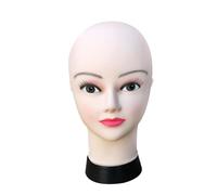 Tête de mannequin femme chauve pour lunettes, perruque, postiche, rose, 28 x 54 cm
