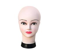 Tête de mannequin femme chauve pour lunettes, perruque, postiche, rose foncé, 28 x 54 cm