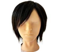 Tête de mannequin homme avec cheveux humains, coiffure et coupe, avec support à pince
