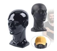 Tête de mannequin homme en PVC-Tête décorative-Tête de mannequin mâle brillante pour écouteurs, chapeaux, perruques, bijoux (noir)