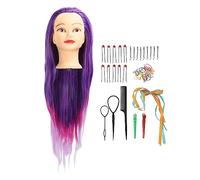 Tête de mannequin pour cheveux violet rose dégradé de couleur lisse pour la formation à la coiffure des cheveux pour les professeurs de beauté et les étudiants en coiffure violet