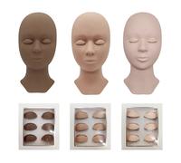 Tête de Mannequin pour extension de cils, kit de formation avec paupières amovibles, têtes de modèles cosmétiques en Silicone, outils de maquillage, matériau en Gel 3 boxes mix eyes