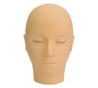 Tête de mannequin pour extensions de cils, 3 couches, maquillage, beauté, en silicone, pour débutants et professionnels (Brun)