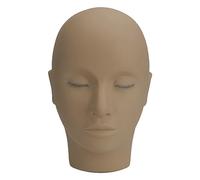 Tête de mannequin pour extensions de cils, 3 couches, maquillage, beauté, en silicone, pour débutants et professionnels (Couleur de café noir)