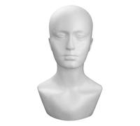 Tête de mannequin - Support de perruque pour homme - Blanc - réaliste - Tête de salon professionnelle pour exercices de coiffure, vitrine, chapeaux, écharpes, œuf à cheveux