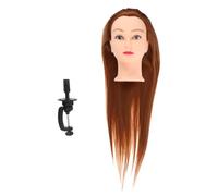 Tête de Mannequin Synthétique Cheveux Longs 70cm avec Support Métal | Tête D'entraînement Réaliste pour Coiffeurs et Étudiants, Pince de Fixation Robuste, Usage en École de Beauté