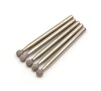 Tête de meulage diamantée brasée à bille, tige de 3 mm, pour polissage, accessoires abrasifs, outils rotatifs, 1/5/10 pièces, 2/2,5/3/3,5/4/5/6 mm(5pcs,4mm)