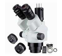 Tête de microscope stéréo à zoom trinoculaire simulfocal AmScope 7X-45X - Expédié depuis Moscou(With 0.5X 2X LED)