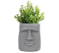 Tête de Moai en résine avec pot succulent - Statue de tête d'île de Pâques - Idéal pour replanter et décorer le salon/bureau