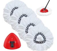 Tête de mop compatible avec le mop 2 en 1 Vileda Turbo, 4 têtes de mop blanches + 1 base de mop pour les recharges de mop EasyWring&Clean
