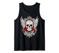 Tête de Mort, Ailes & Roses Rouges Skull Gothique Rock Dark Débardeur