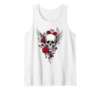 Tête de mort, ailes & roses rouges skull gothique rock dark Débardeur