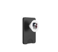Tête de Mort avec Couronne de Roses Noires et Fleurs Rouges Style Rue PopSockets PopWallet pour MagSafe