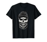 Tête de mort barbu avec bonnet tricoté T-Shirt