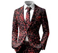 Tête de Mort Blazer Homme Roses Imprimé Fleurs Coupe Ajustée Revers Cranté avec Poches Simple Boutonnage Squelette Halloween Horreur Gothique Séance Photo Spectacle Veste Costume Déguisement