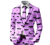 Tête de Mort Blazer Homme Roses Imprimé Fleurs Coupe Ajustée Revers Cranté avec Poches Simple Boutonnage Squelette Halloween Horreur Gothique Séance Photo Spectacle Veste Costume Déguisement