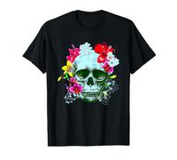 Tête de Mort bohème esthétique Gothique avec Fleurs T-Shirt Graphique avec Valeur